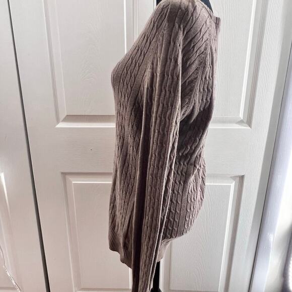 Merona Long Sleeve Cable knit Sweater‎ Brown Large - Picture 2 of 5